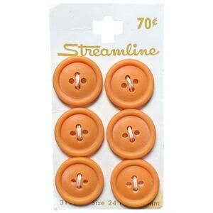 Vintage Streamline Orange Butterscotch Buttons Italy NOS 6 Count